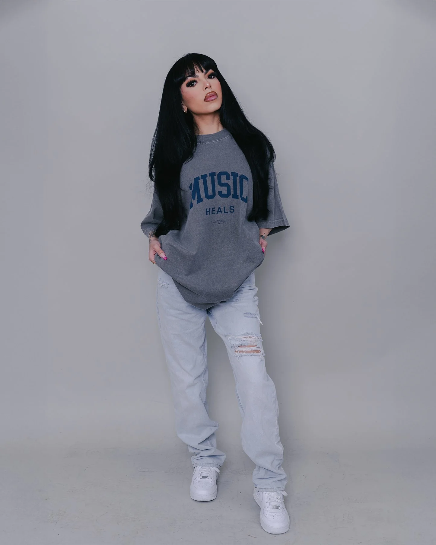 Music Heals Oversized Cement Tee - Image 3