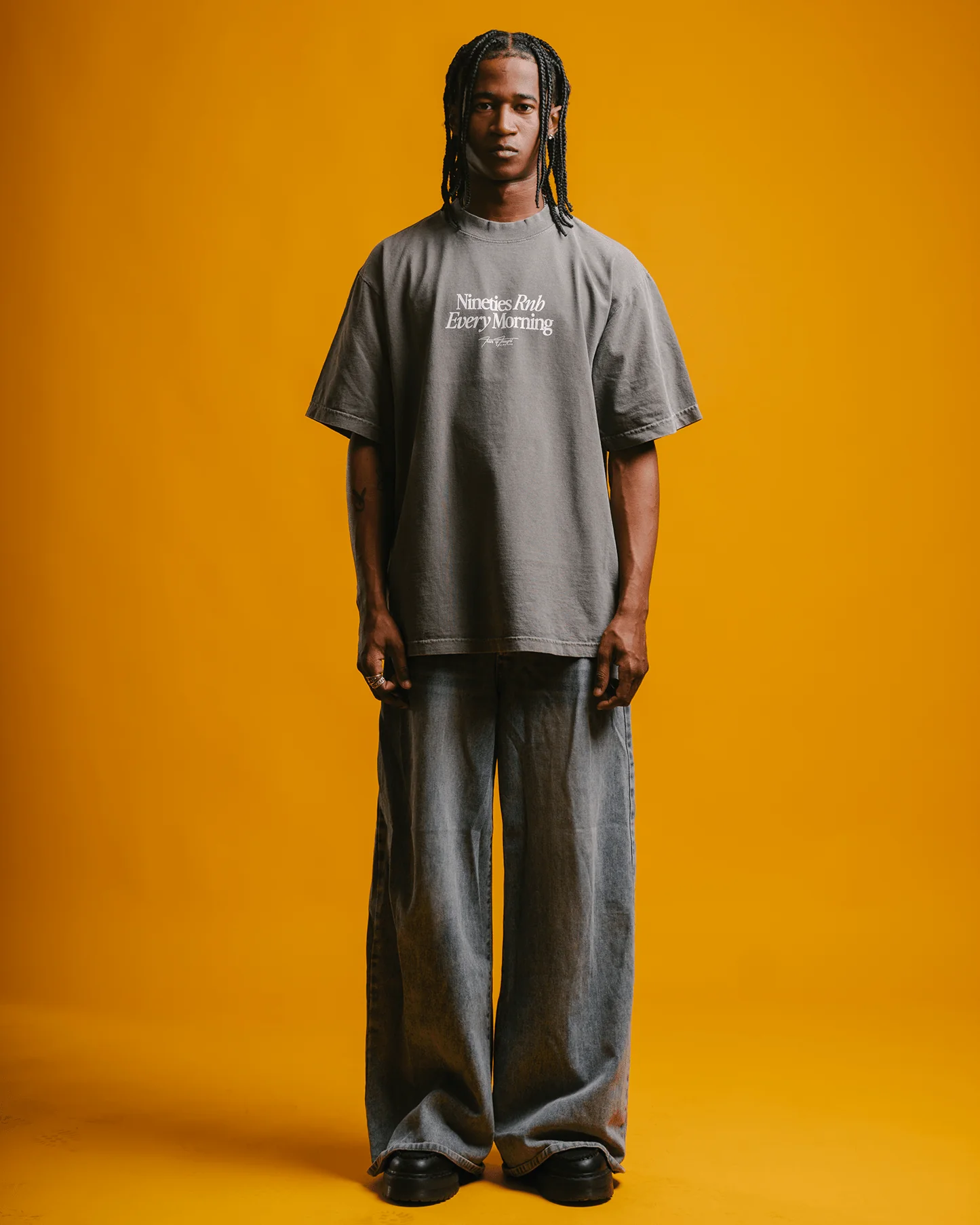 Nineties Rnb Every Morning V2 Oversized Cement Tee - Image 3