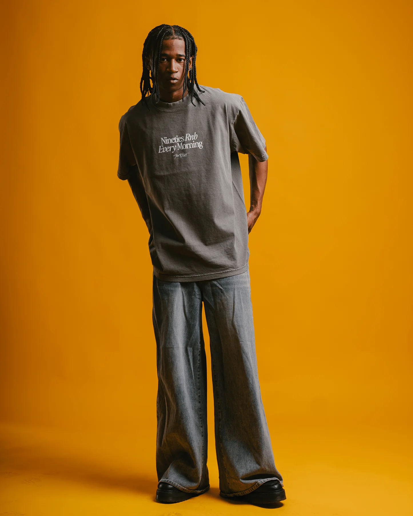 Nineties Rnb Every Morning V2 Oversized Cement Tee - Image 6
