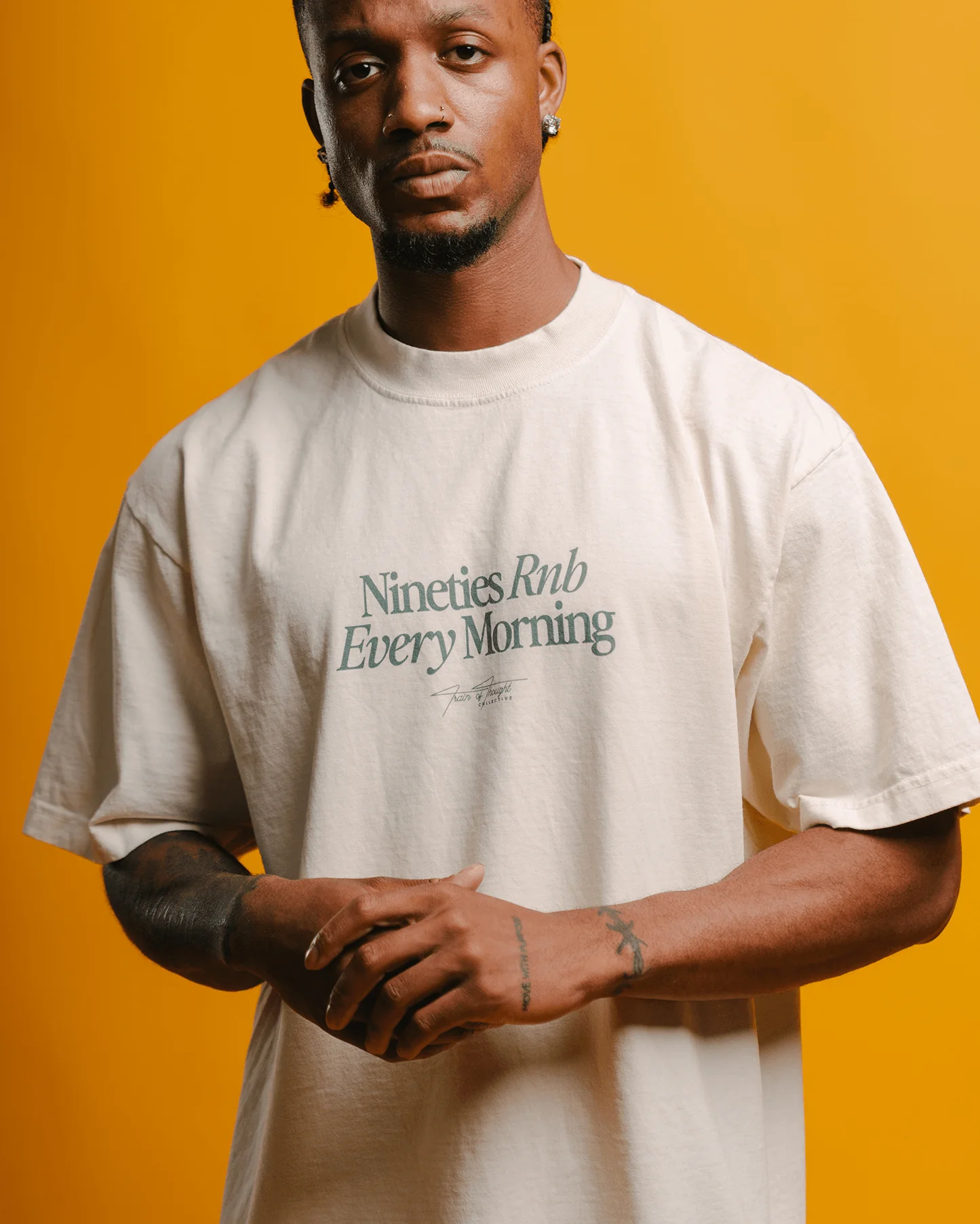 Nineties Rnb Every Morning V2 Oversized Cream Tee - Image 2