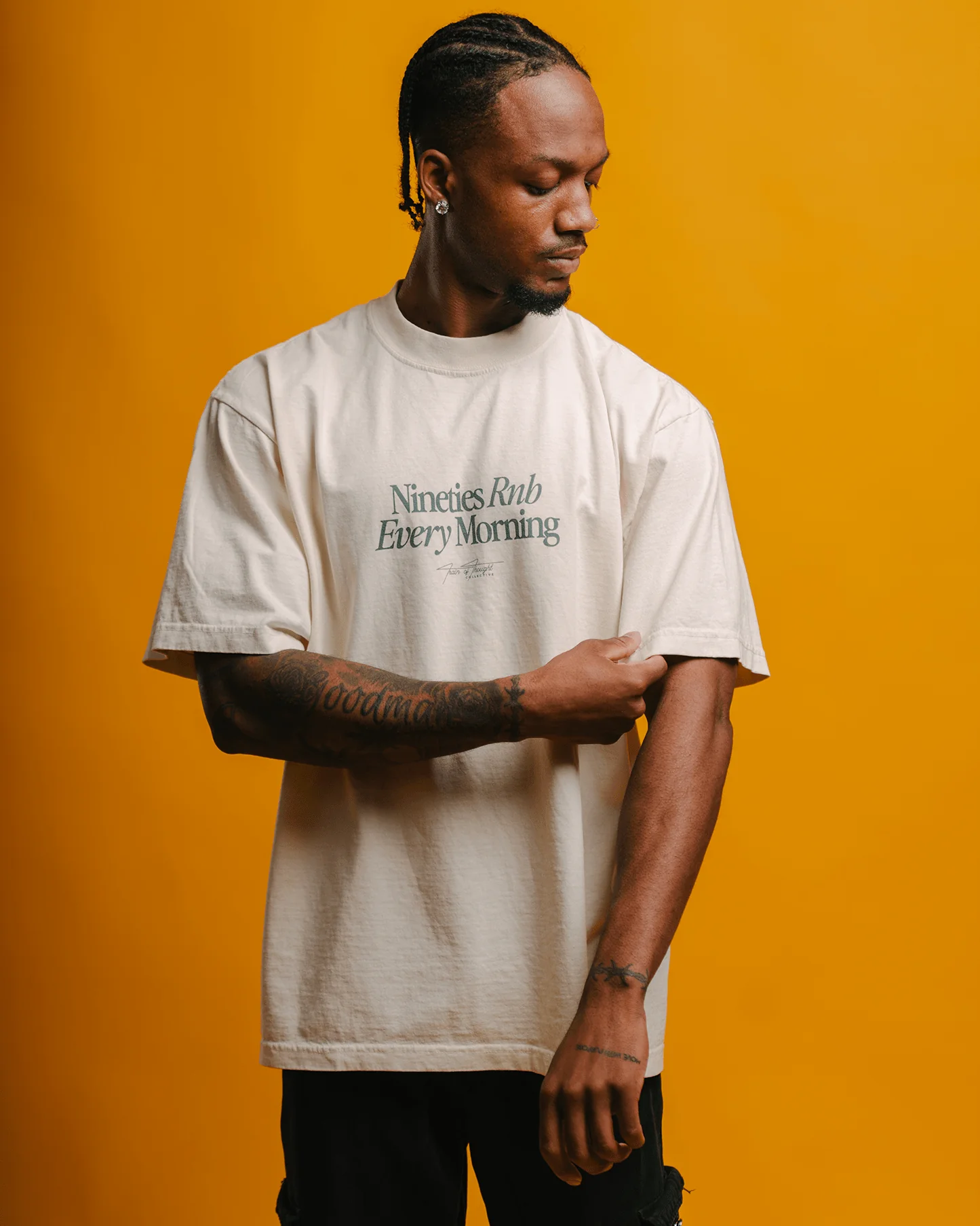 Nineties Rnb Every Morning V2 Oversized Cream Tee - Image 7