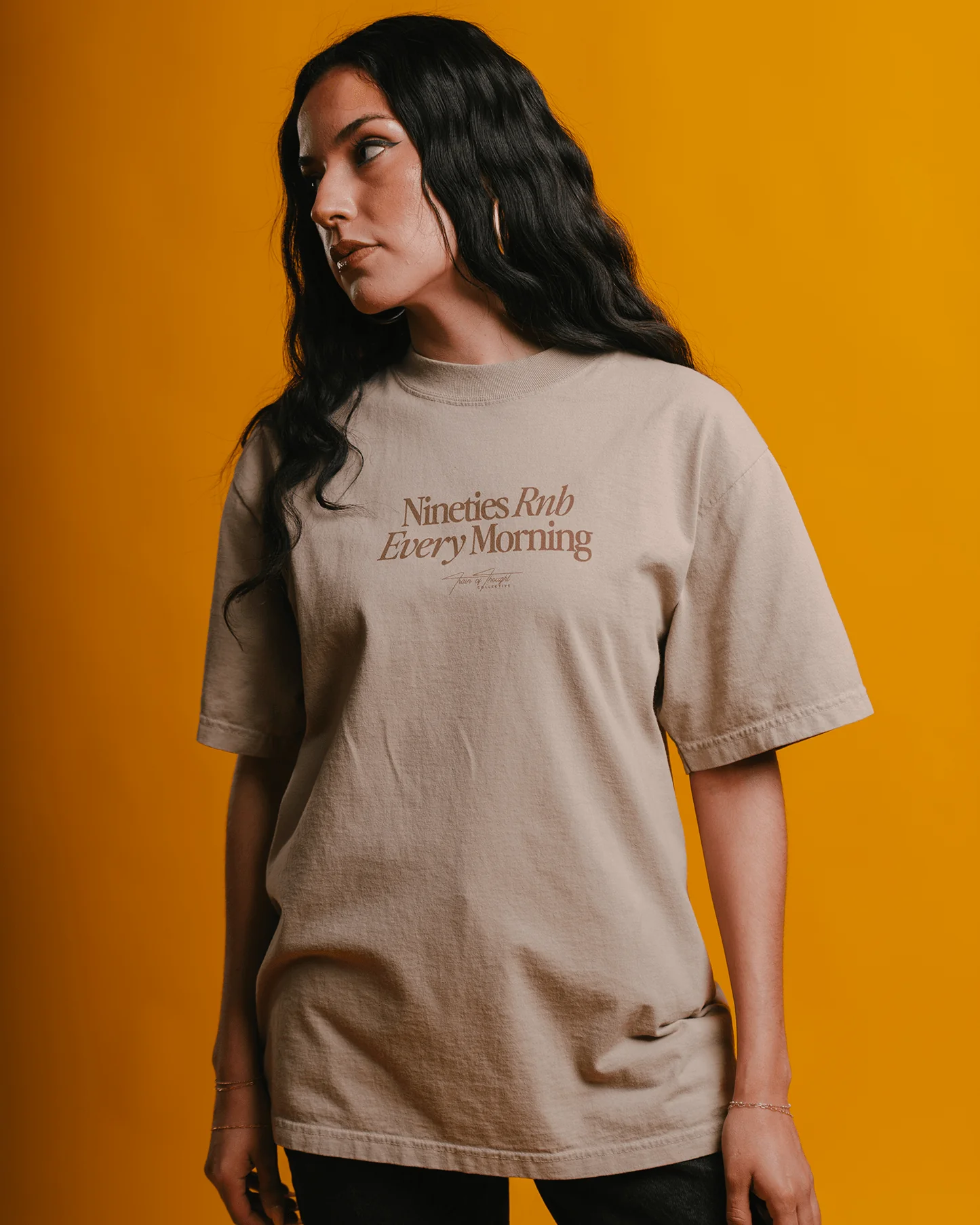 Nineties Rnb Every Morning V2 Oversized Oatmeal Tee - Image 2