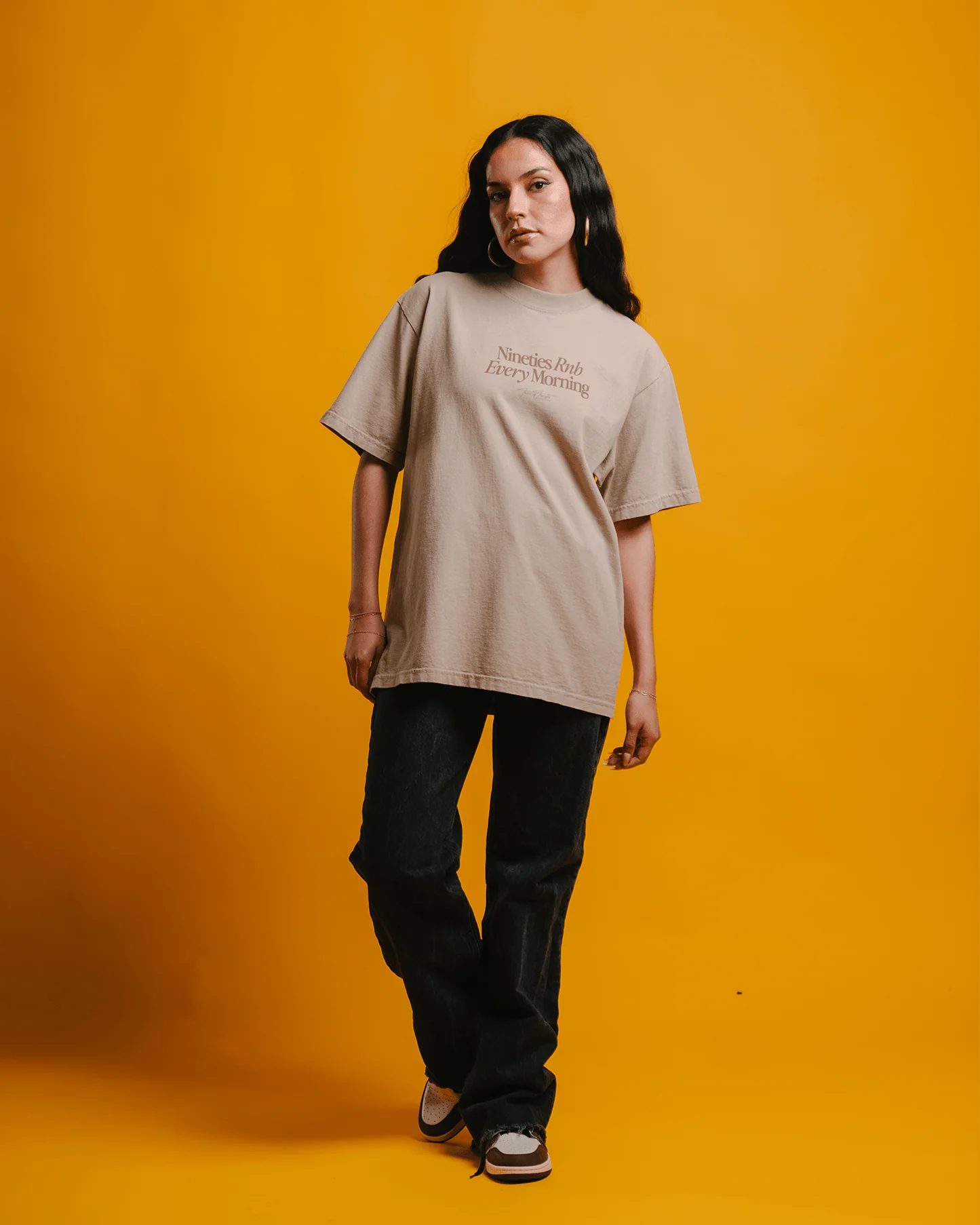 Nineties Rnb Every Morning V2 Oversized Oatmeal Tee - Image 3
