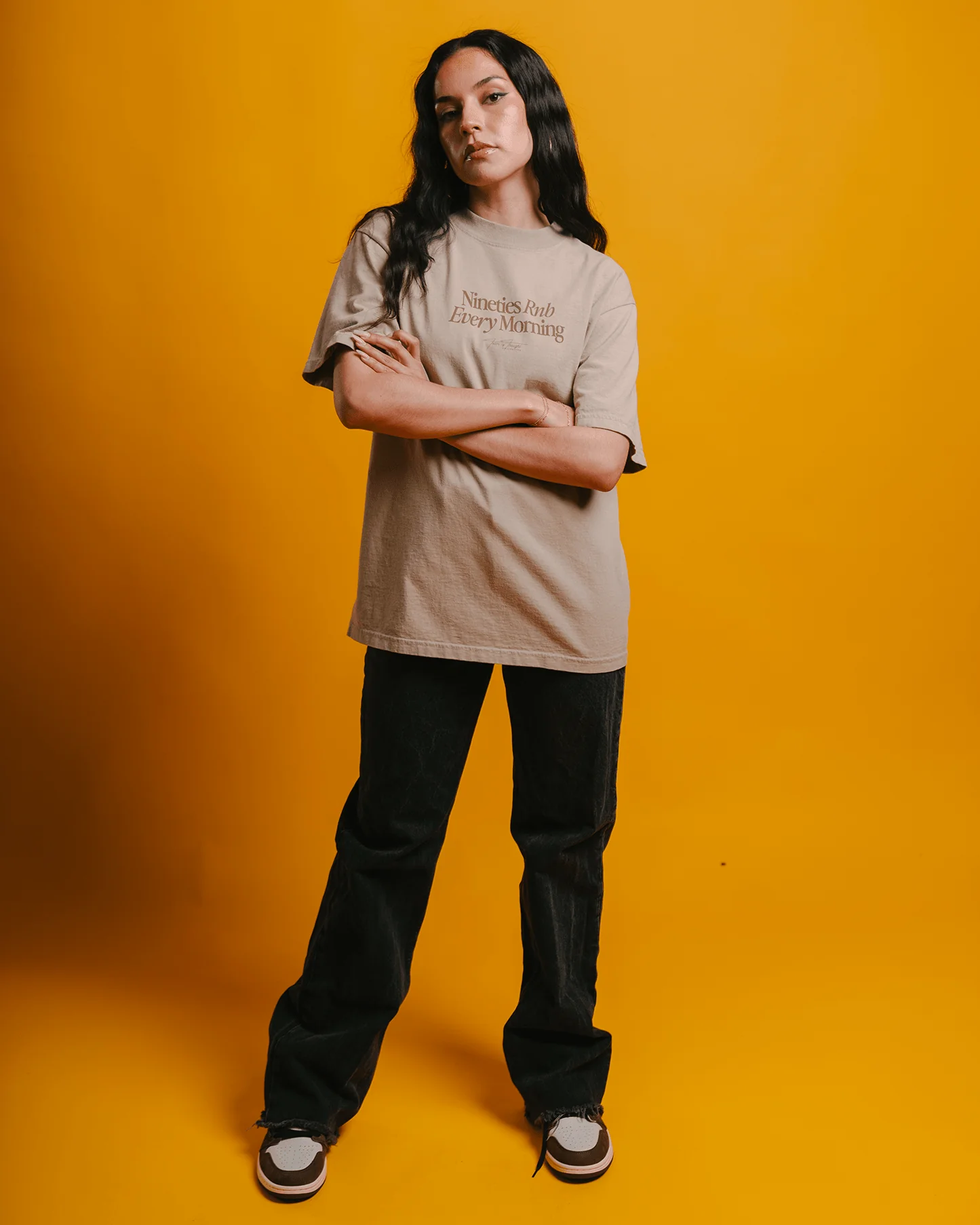 Nineties Rnb Every Morning V2 Oversized Oatmeal Tee - Image 5