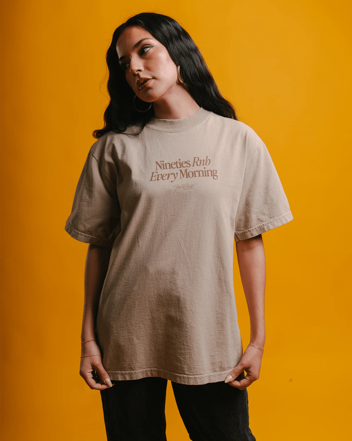 Nineties Rnb Every Morning V2 Oversized Oatmeal Tee - Image 6