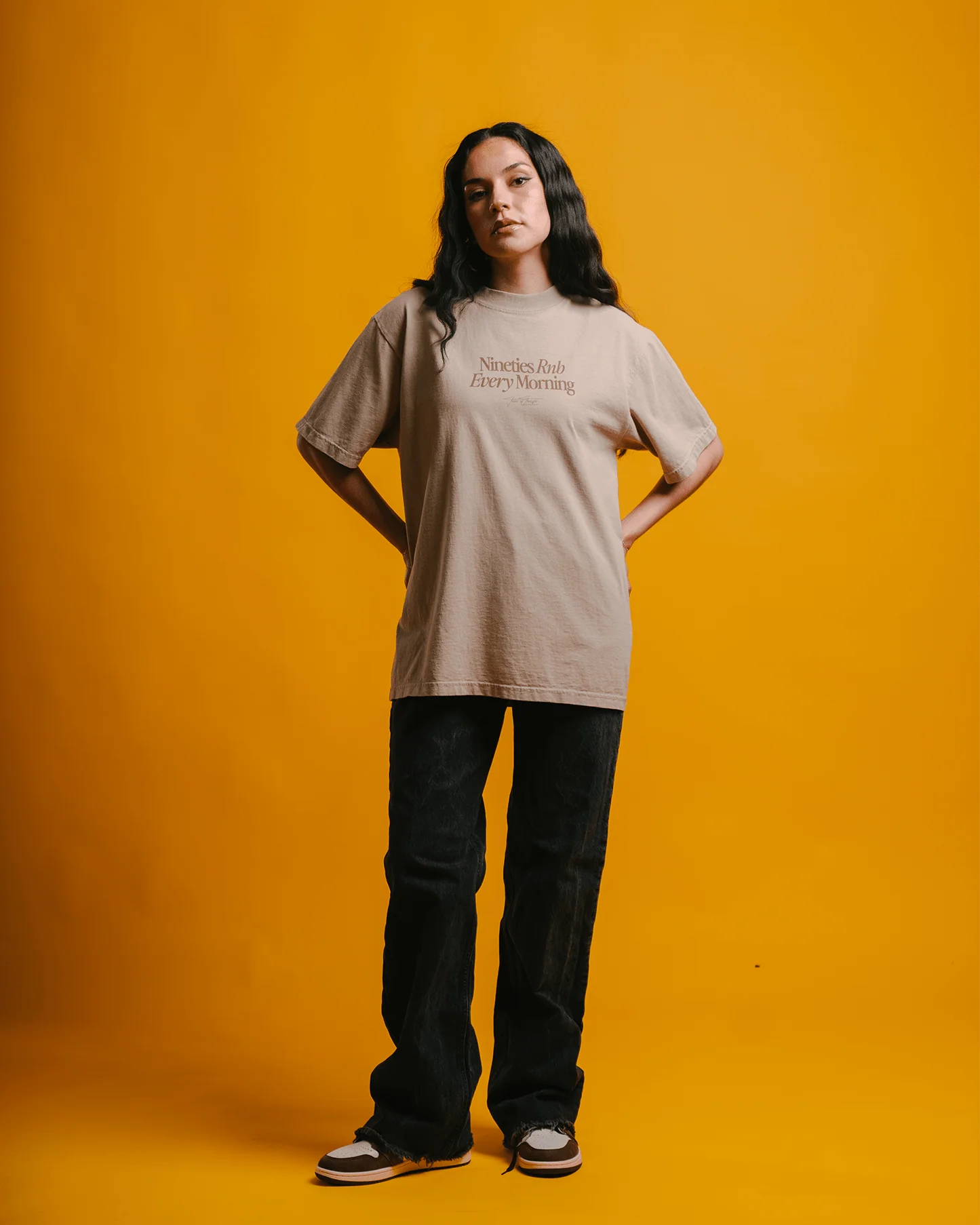 Nineties Rnb Every Morning V2 Oversized Oatmeal Tee - Image 7