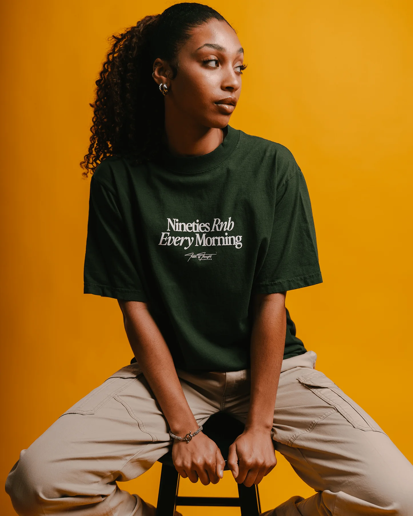 Nineties Rnb Every Morning V2 Oversized Green Tee - Image 2