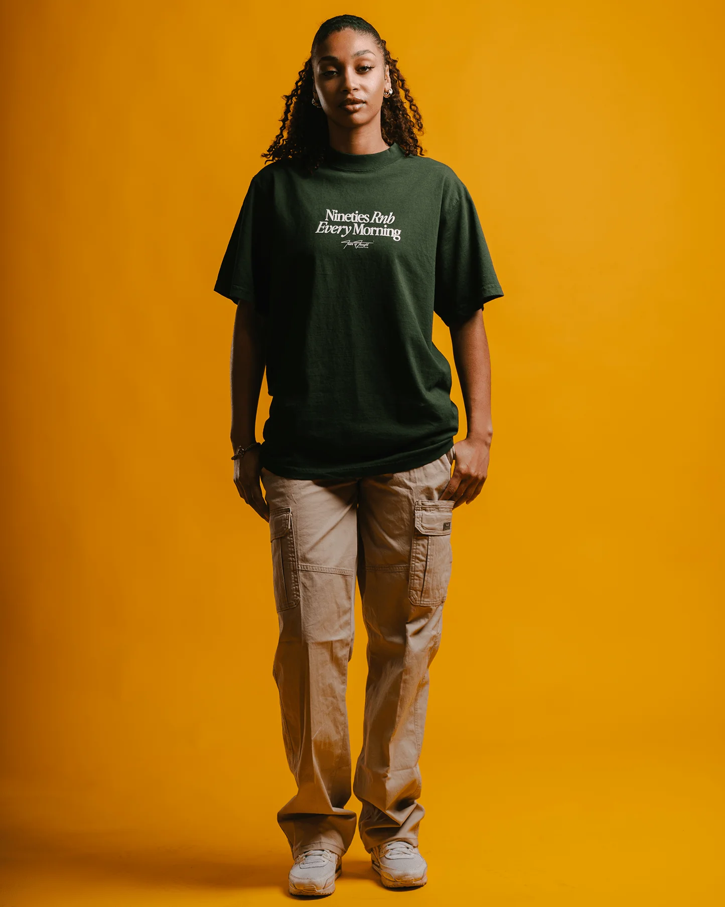 Nineties Rnb Every Morning V2 Oversized Green Tee - Image 4