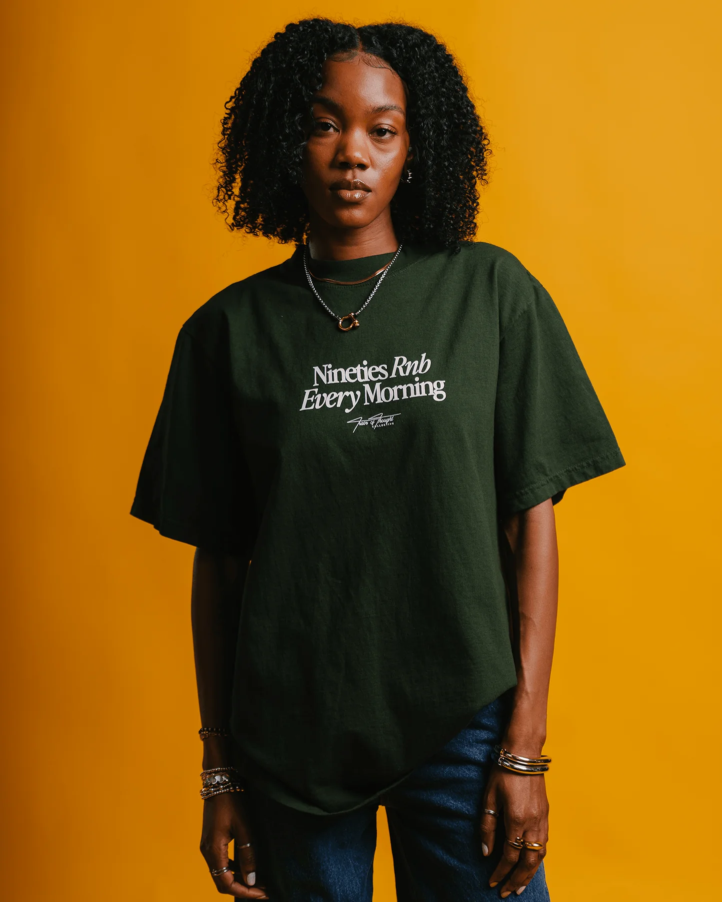 Nineties Rnb Every Morning V2 Oversized Green Tee - Image 6