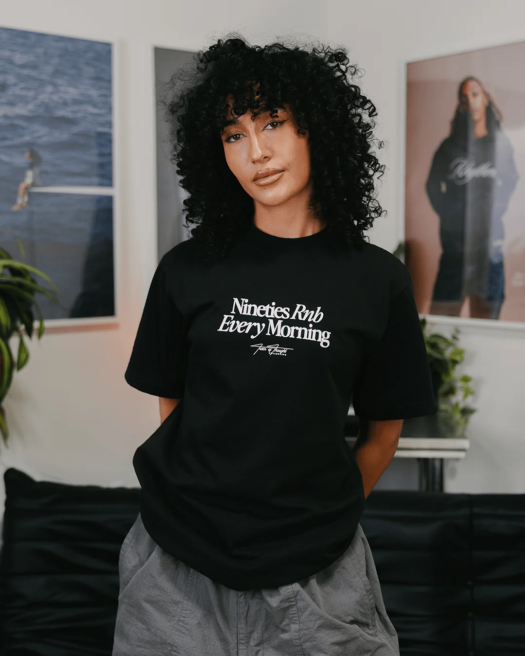 Nineties Rnb Every Morning Black Heavyweight Tee - Image 2