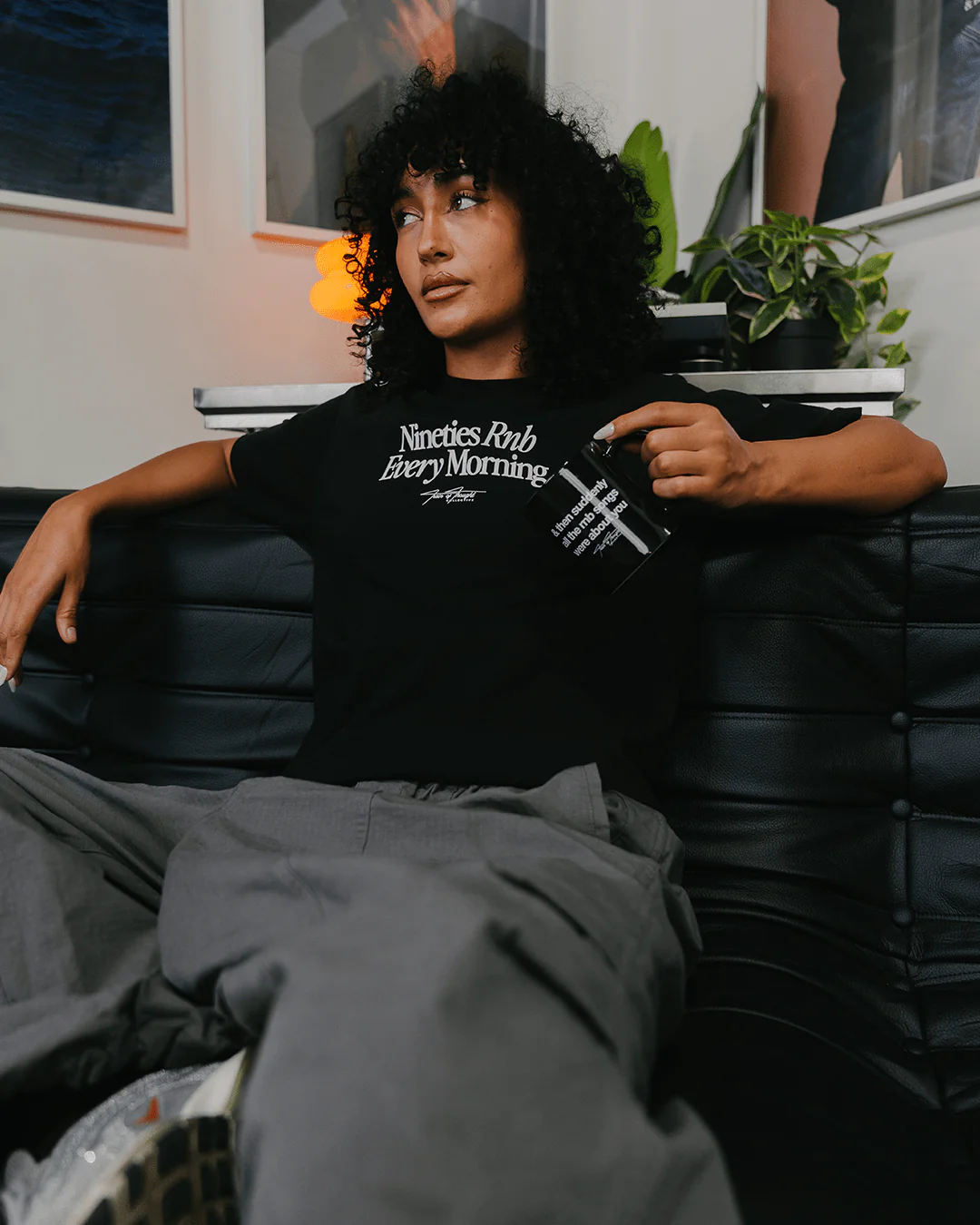 Nineties Rnb Every Morning Black Heavyweight Tee - Image 4
