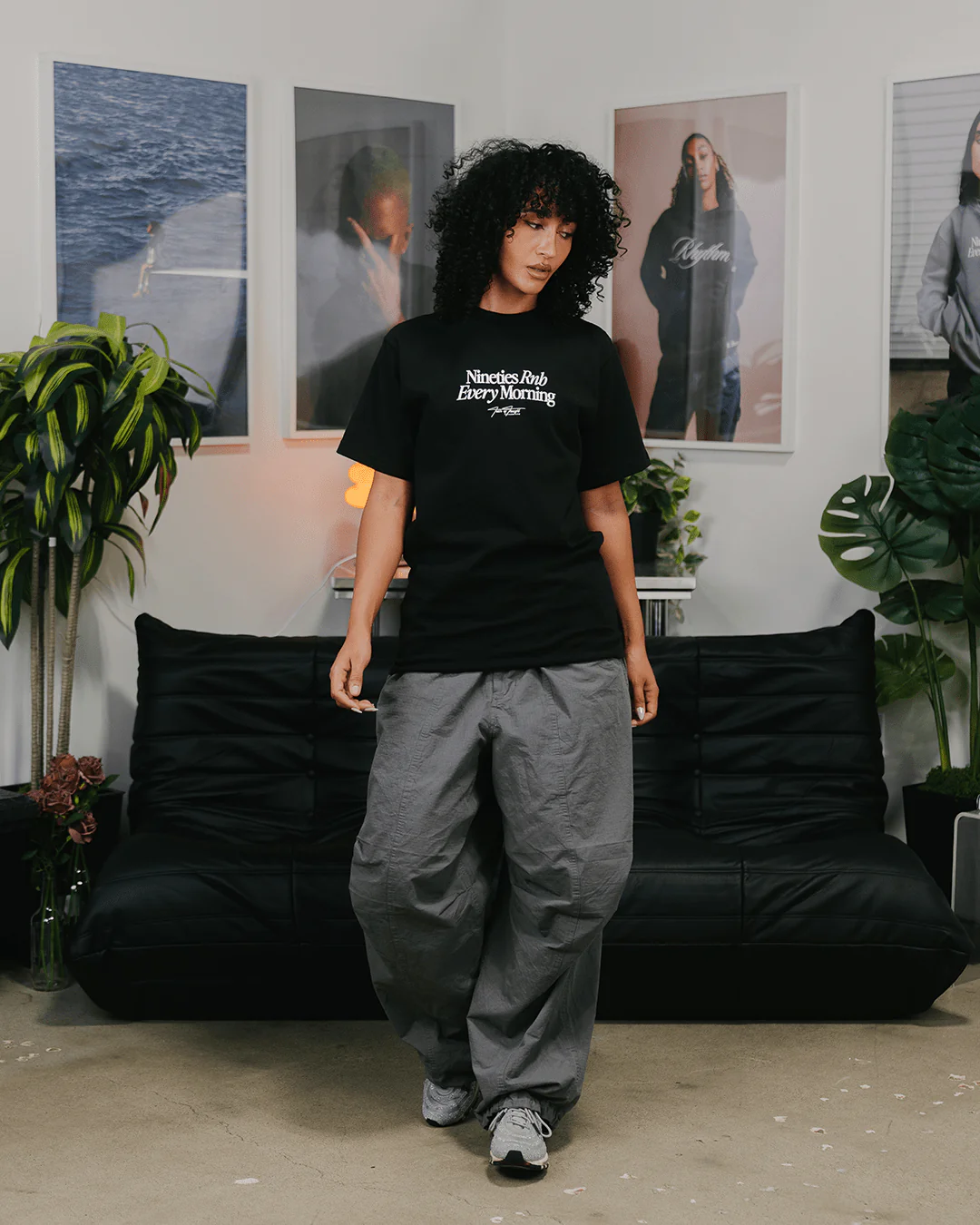 Nineties Rnb Every Morning Black Heavyweight Tee - Image 5