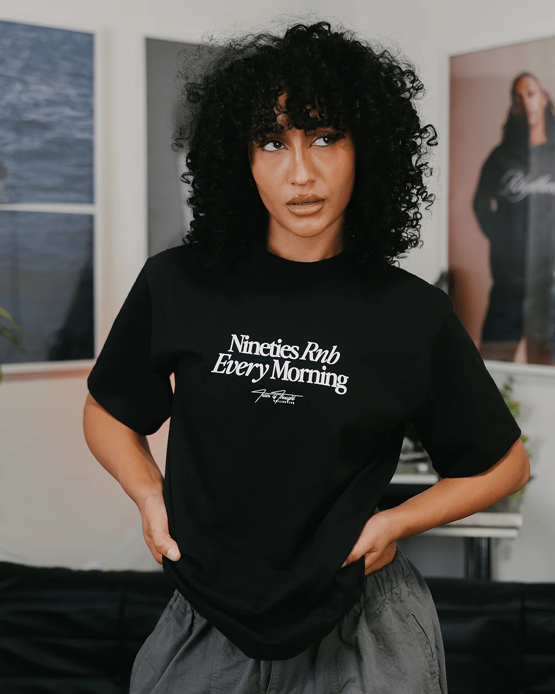 Nineties Rnb Every Morning Black Heavyweight Tee - Image 6