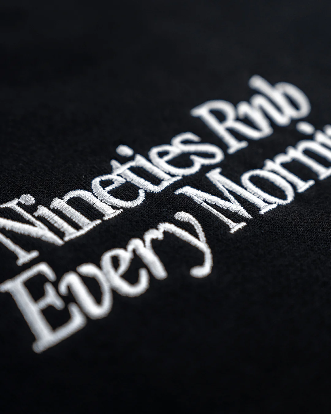 Nineties Rnb Every Morning Black Crewneck Sweatshirt (Embroidered) - Image 10