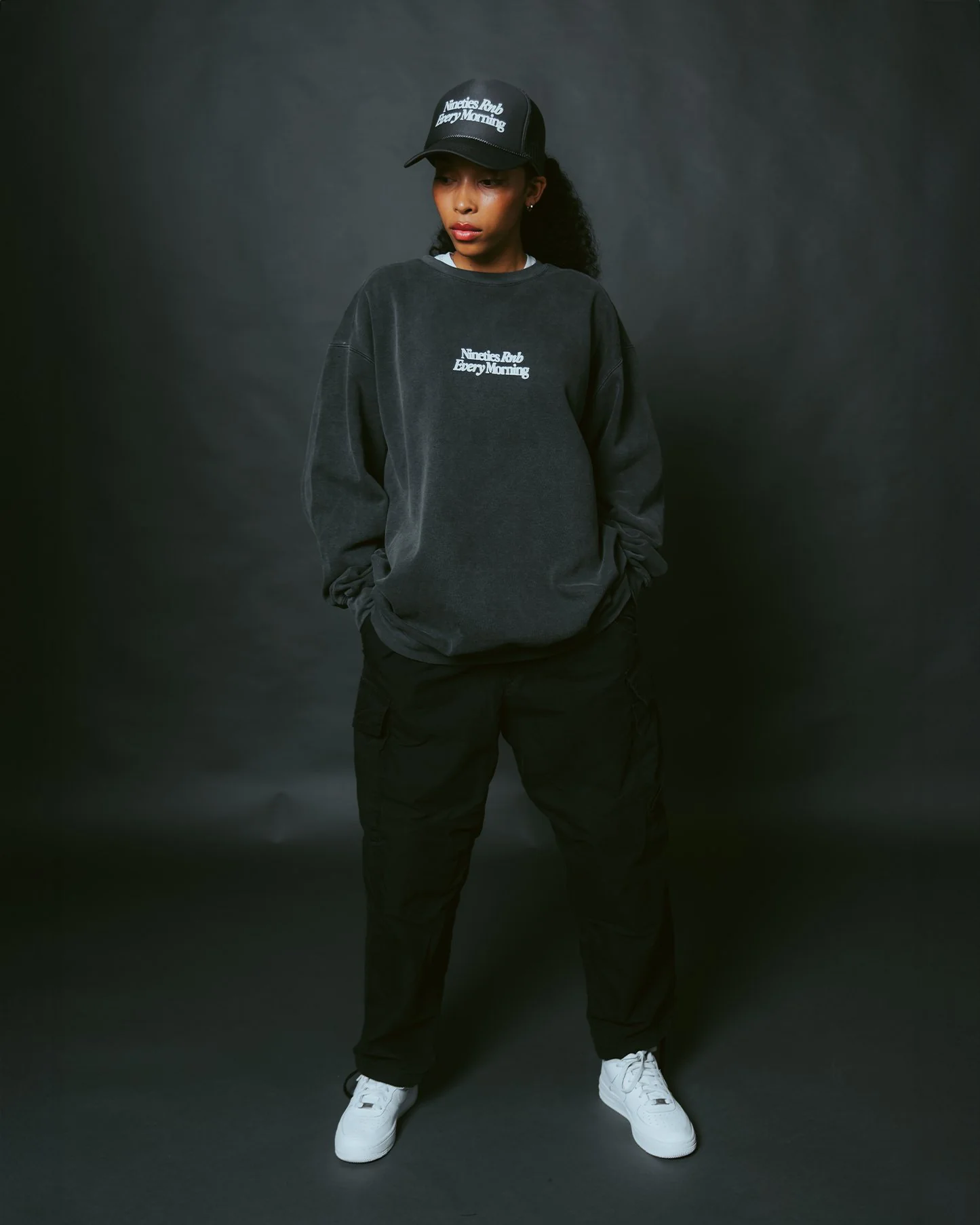 Nineties Rnb Every Morning Garment-Dyed Shadow Sweatshirt - Image 2