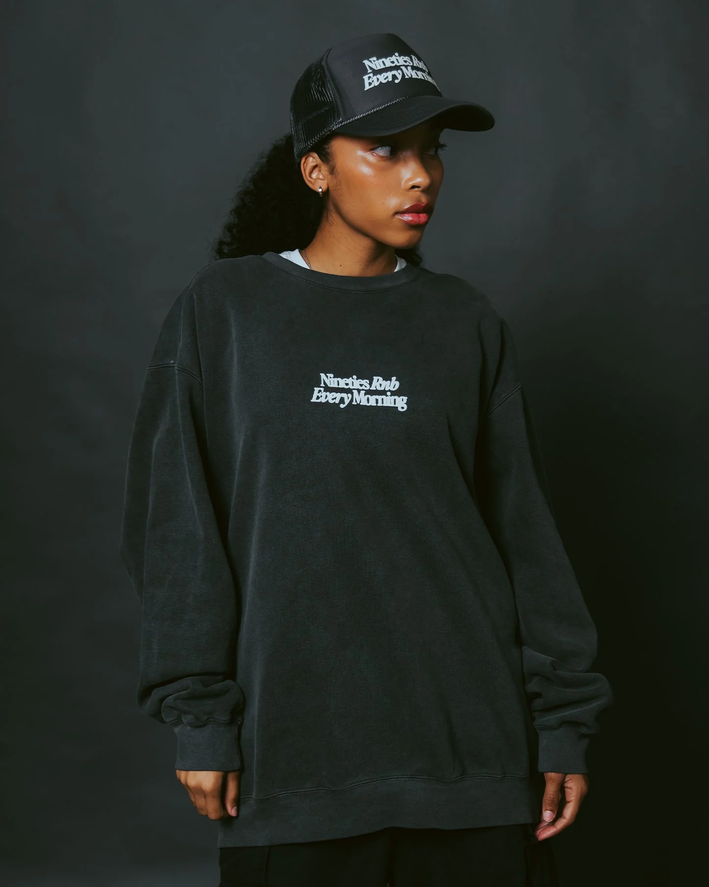 Nineties Rnb Every Morning Garment-Dyed Shadow Sweatshirt - Image 4