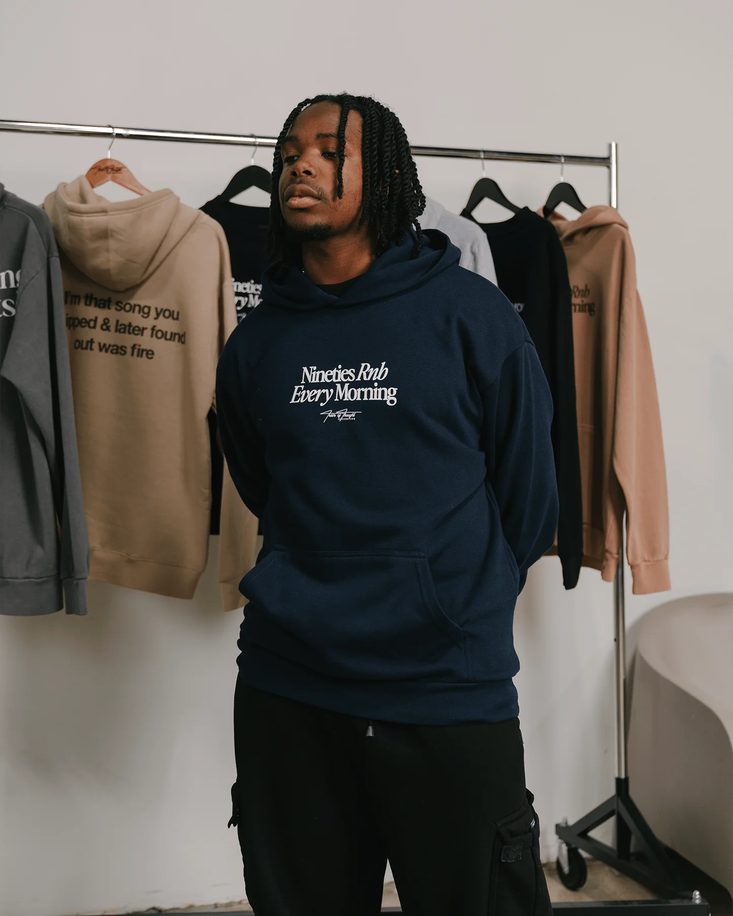 Nineties Rnb Every Morning Navy Hoodie - Image 2