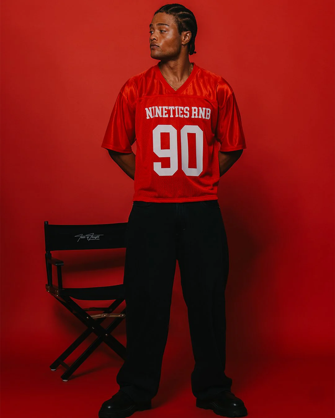 Nineties Rnb Every Morning Red Cropped Football Jersey - Image 3