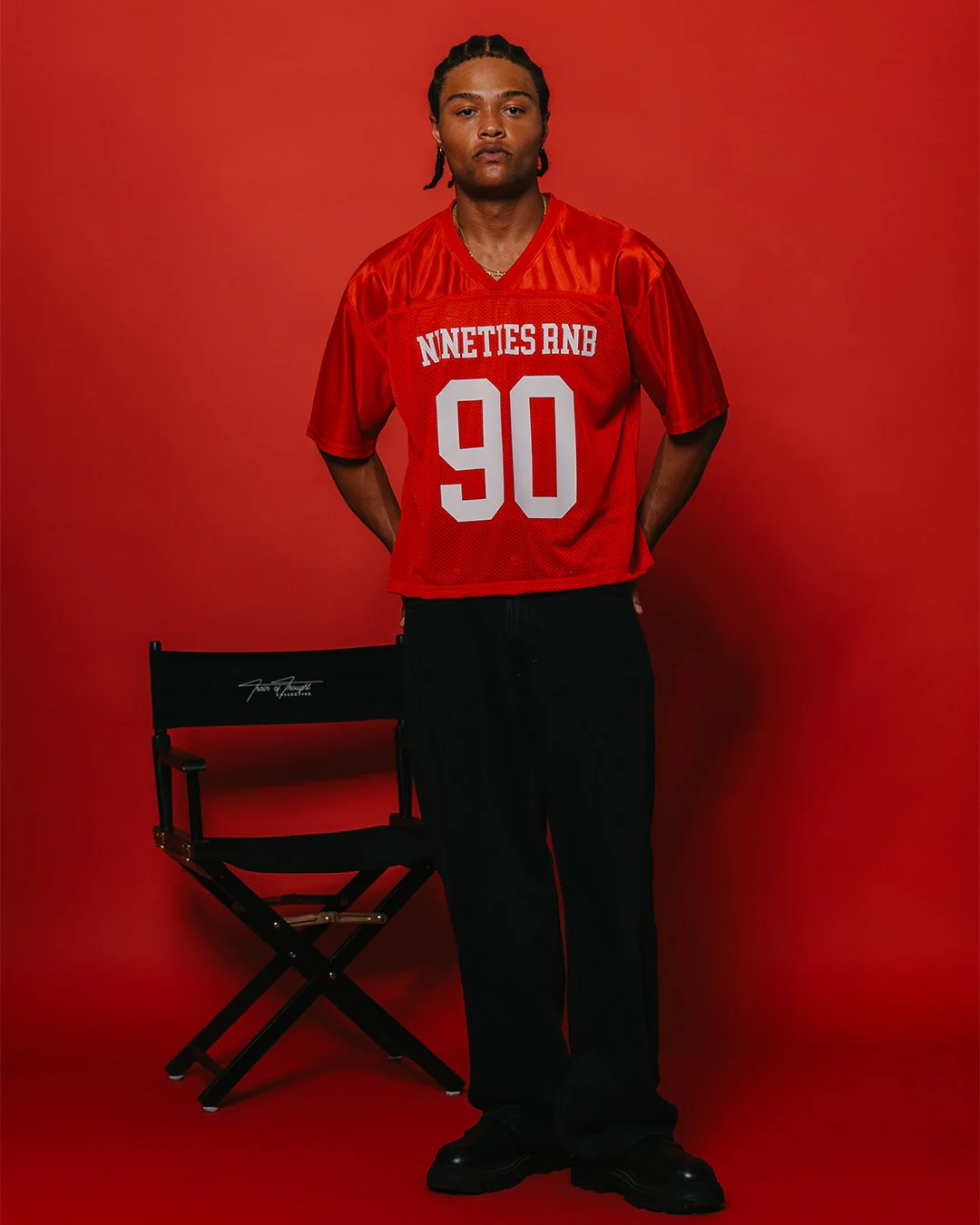 Nineties Rnb Every Morning Red Cropped Football Jersey - Image 4