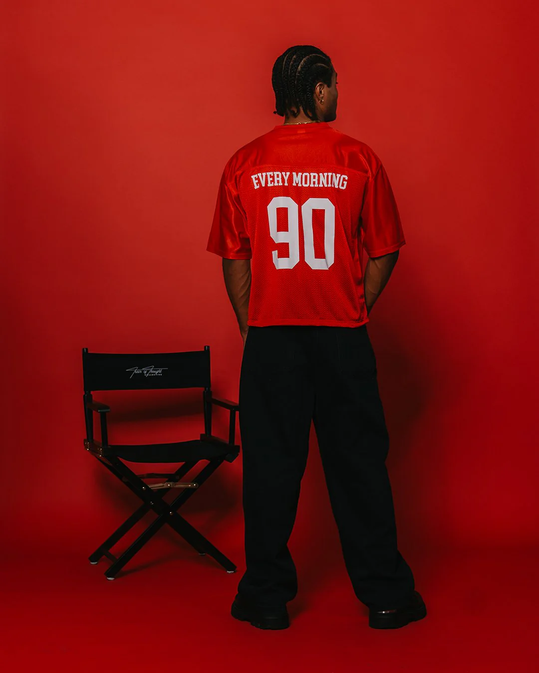Nineties Rnb Every Morning Red Cropped Football Jersey - Image 5