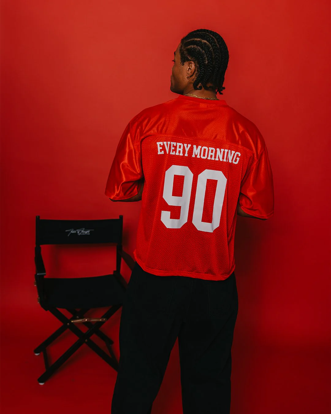 Nineties Rnb Every Morning Red Cropped Football Jersey - Image 7