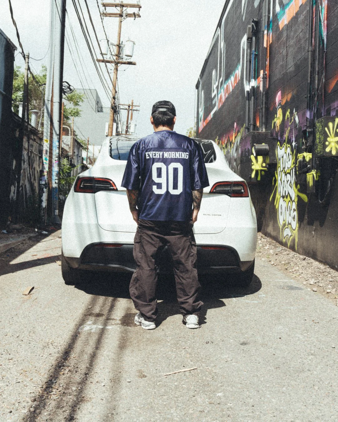 Nineties Rnb Every Morning Navy Blue Cropped Football Jersey - Image 6