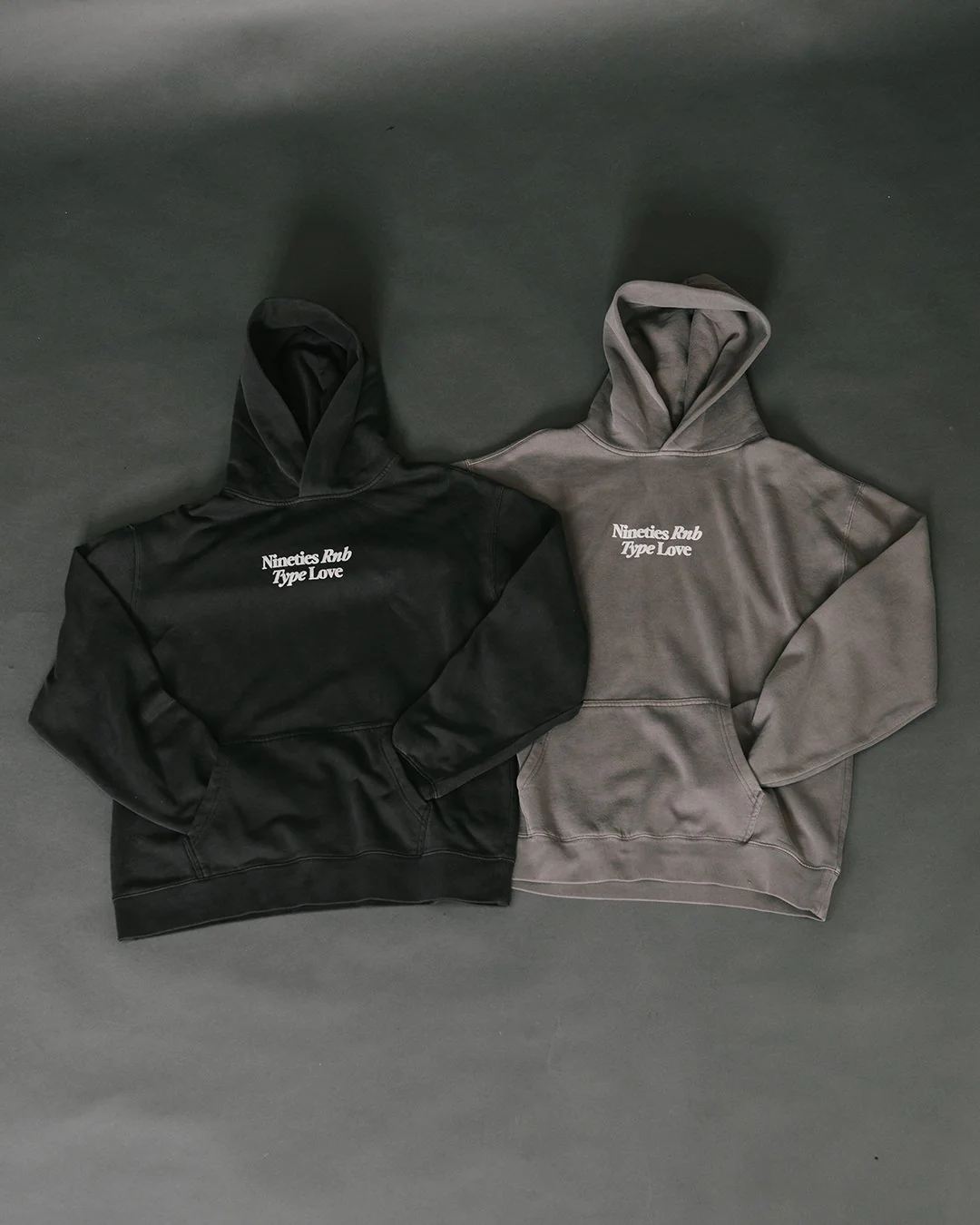 Nineties Rnb Type Love Relaxed Faded Black Hoodie - Image 4