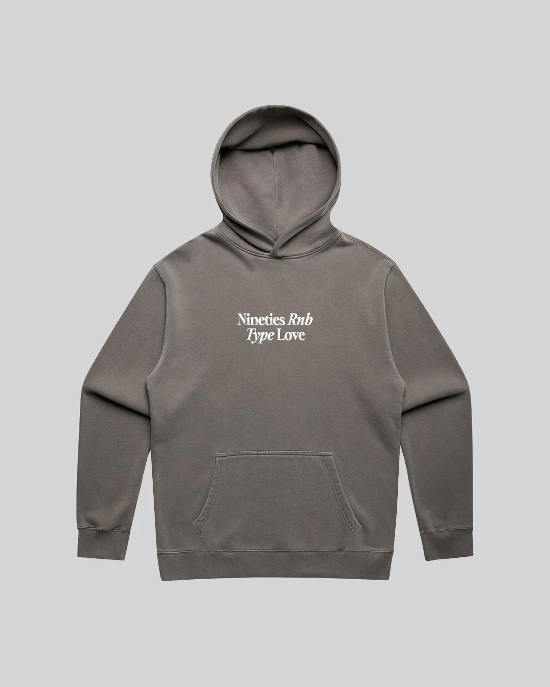 Nineties Rnb Type Love Relaxed Faded Grey Hoodie