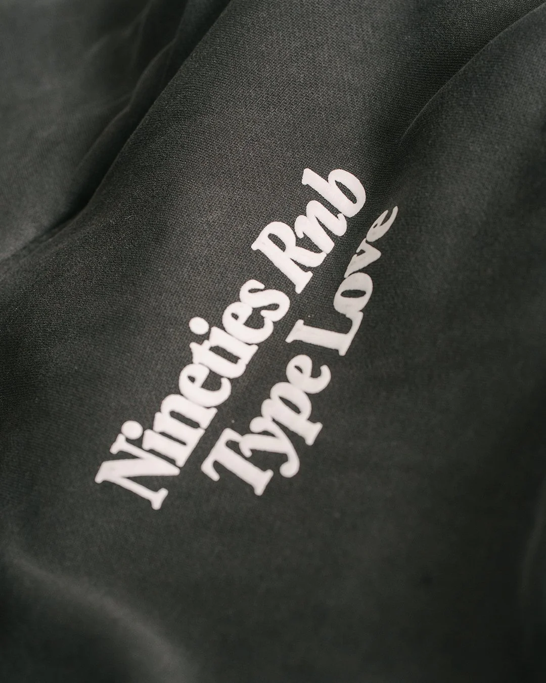 Nineties Rnb Type Love Relaxed Faded Grey Hoodie - Image 3