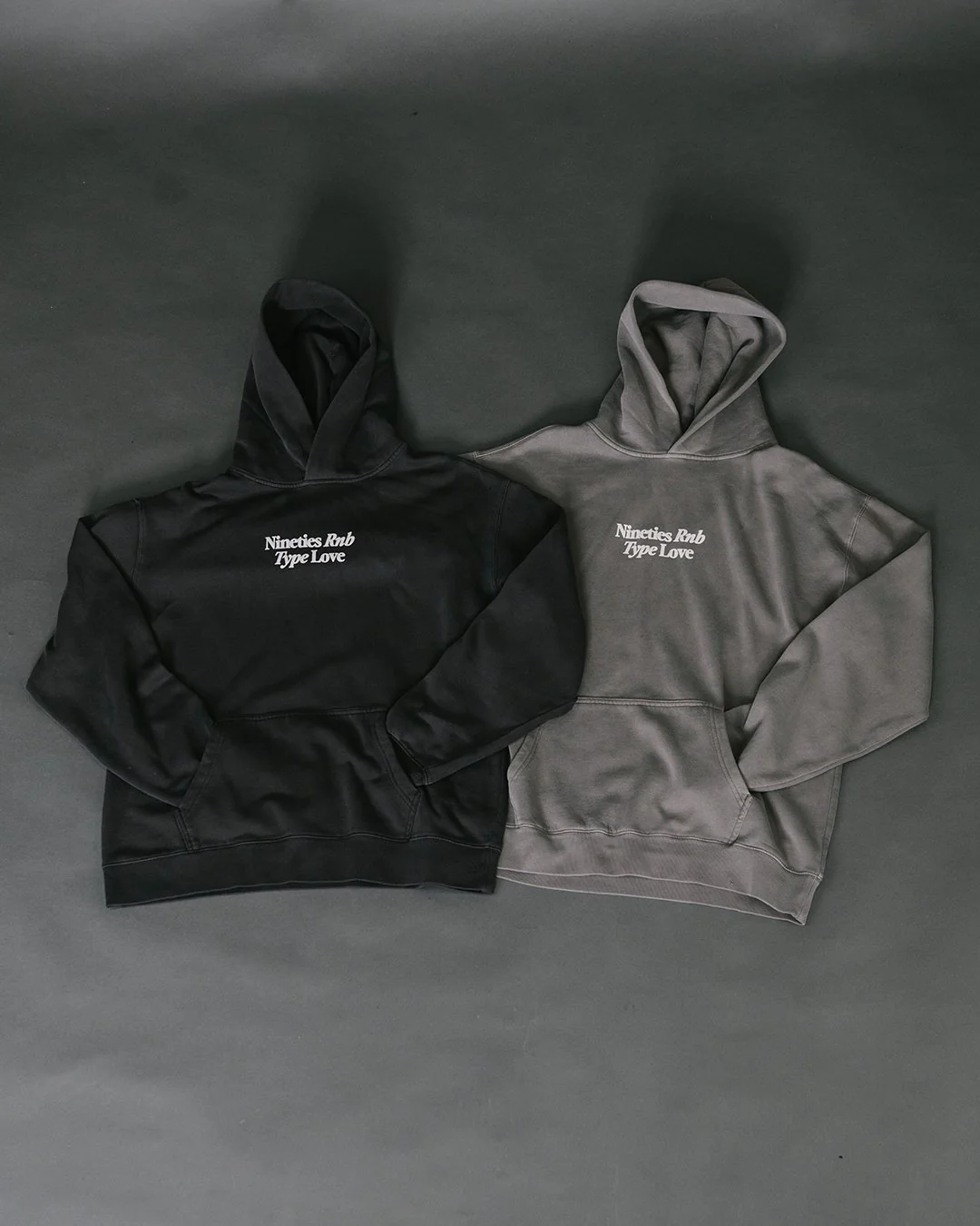 Nineties Rnb Type Love Relaxed Faded Grey Hoodie - Image 4