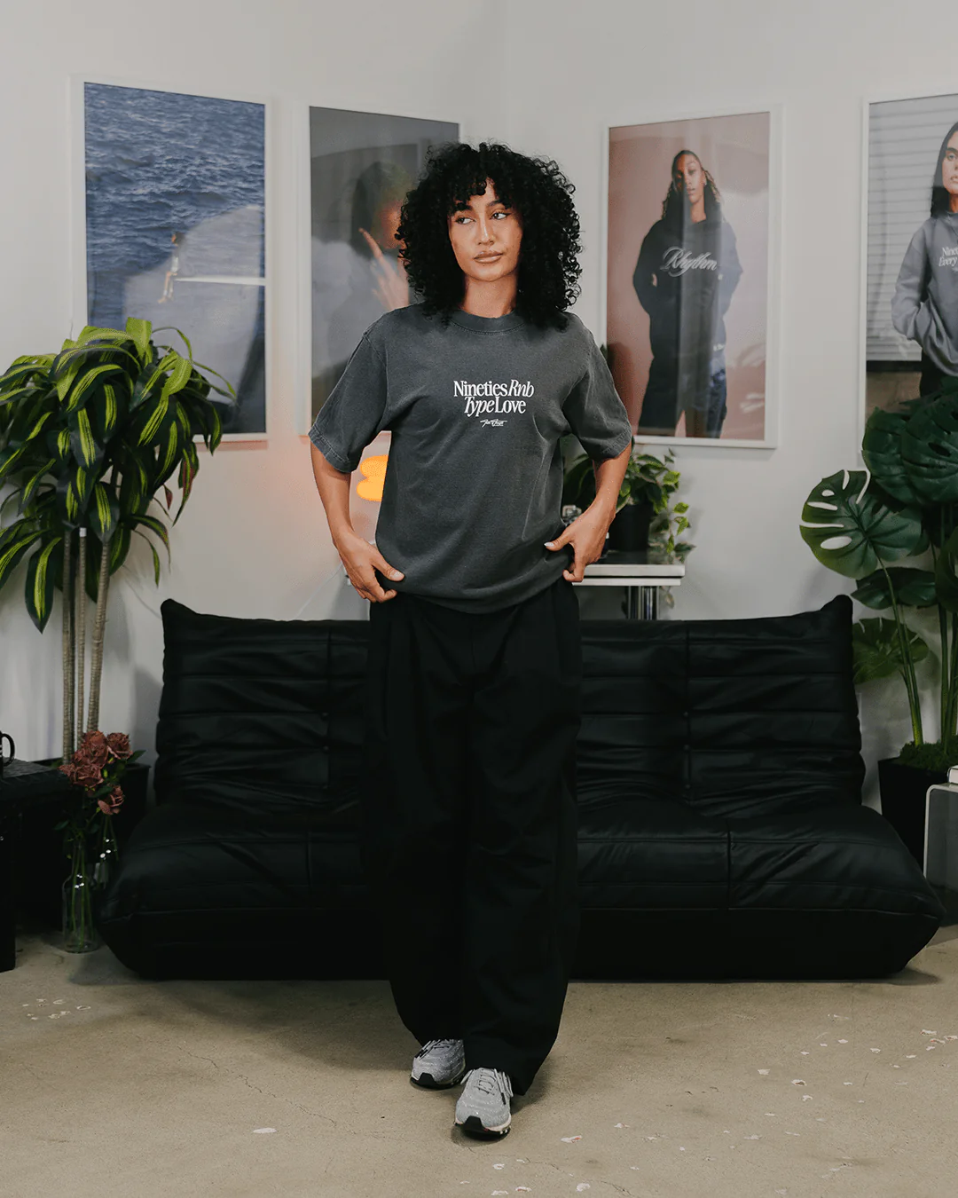 Nineties Rnb Type Love Oversized Shadow Tee - Image 2