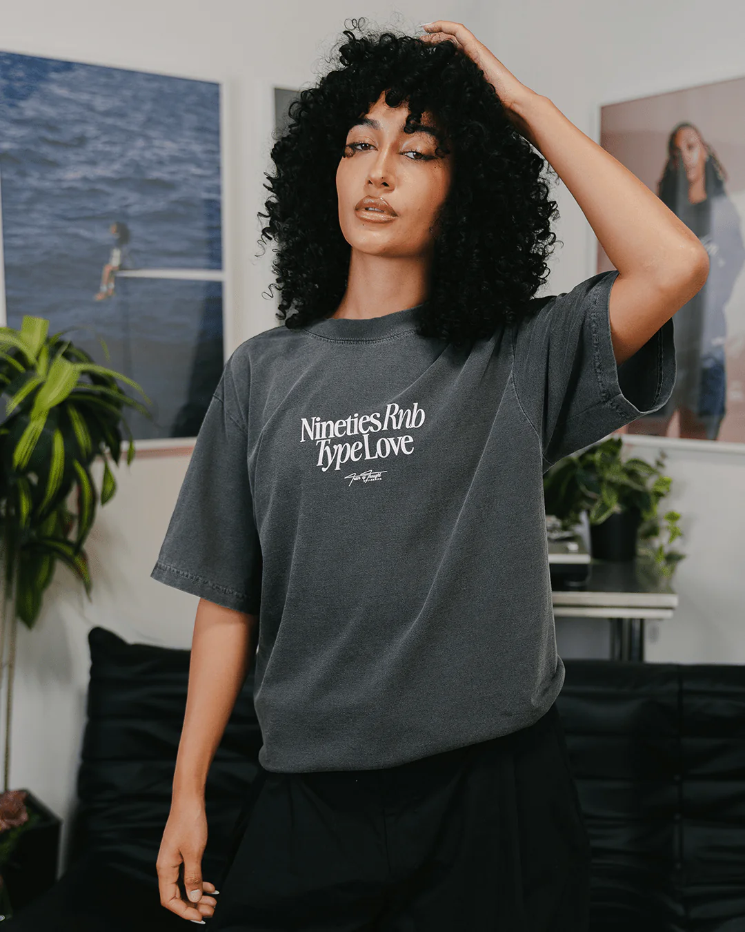 Nineties Rnb Type Love Oversized Shadow Tee - Image 3