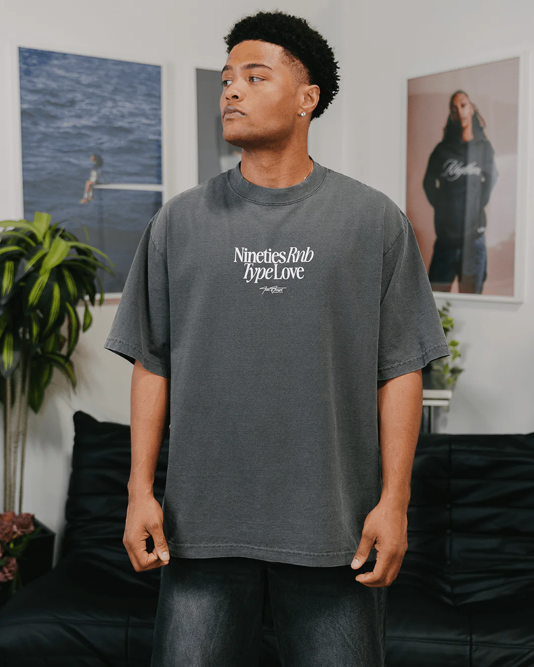 Nineties Rnb Type Love Oversized Shadow Tee - Image 7