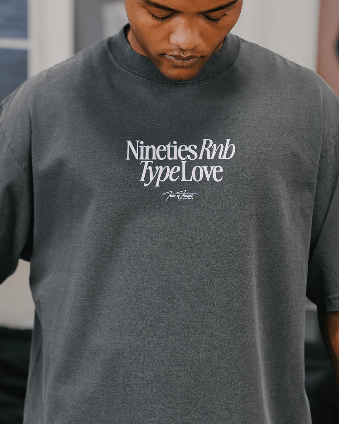 Nineties Rnb Type Love Oversized Shadow Tee - Image 8