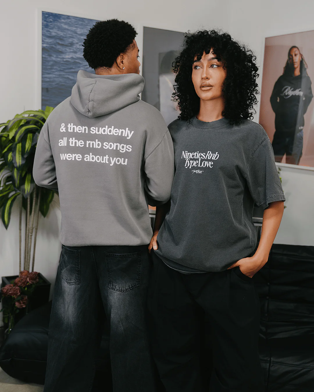 Nineties Rnb Type Love Oversized Shadow Tee - Image 9