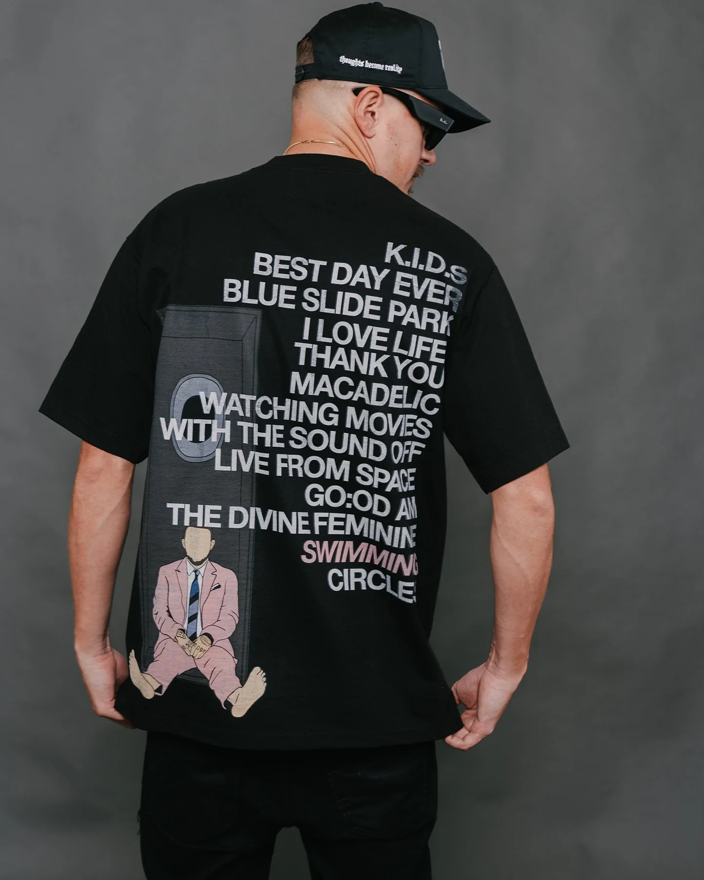 No-Face SWIMMING Black Tee - Image 2