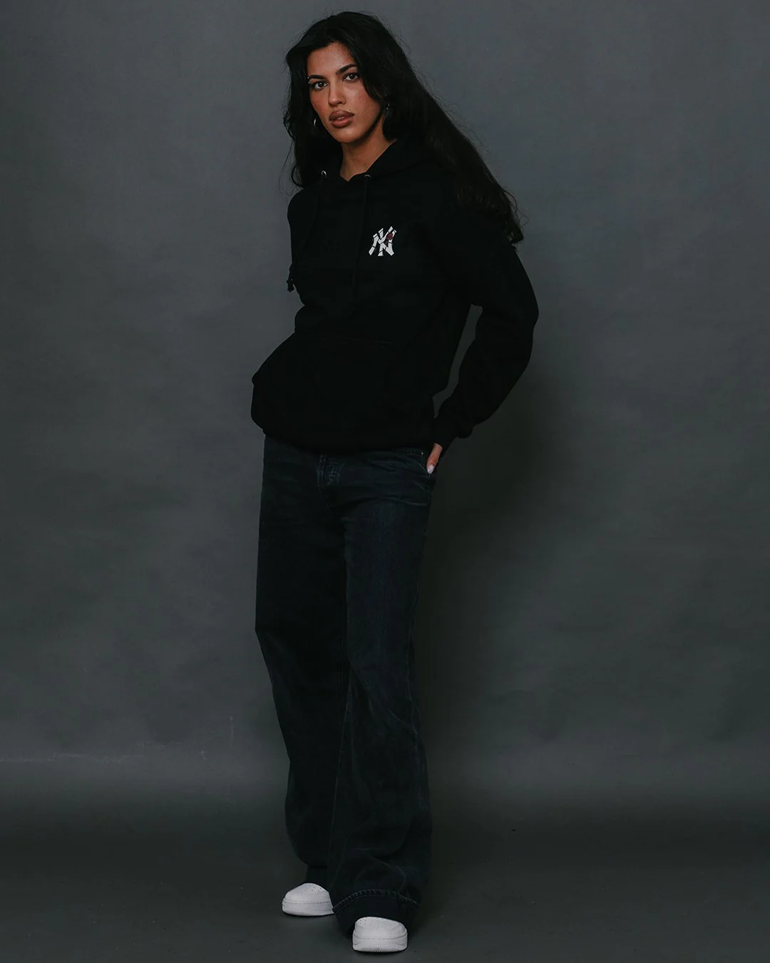 NY City Rose Black Hoodie - Image 2