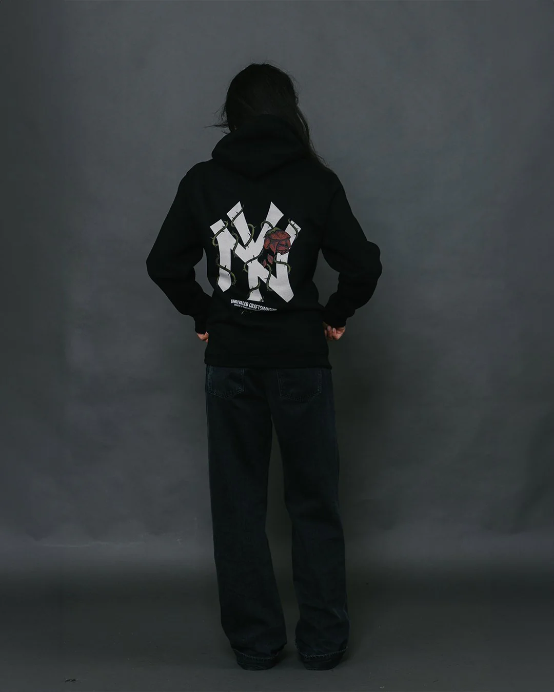 NY City Rose Black Hoodie - Image 3
