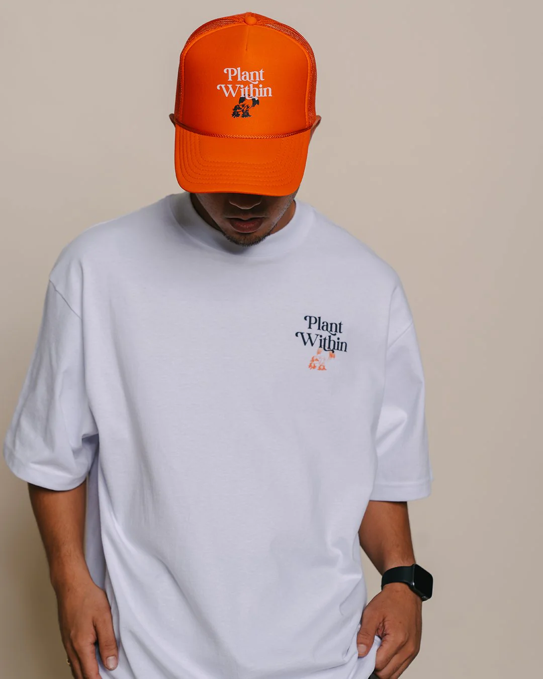 Plant Within Orange 5 Panel Trucker Hat - Image 3