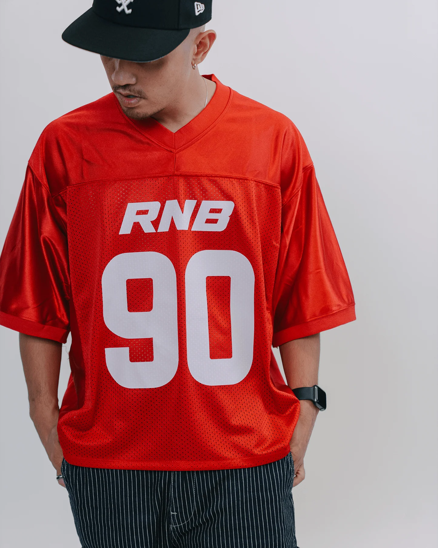 Rnb Every Morning V1 Cropped Red Football Jersey - Image 3