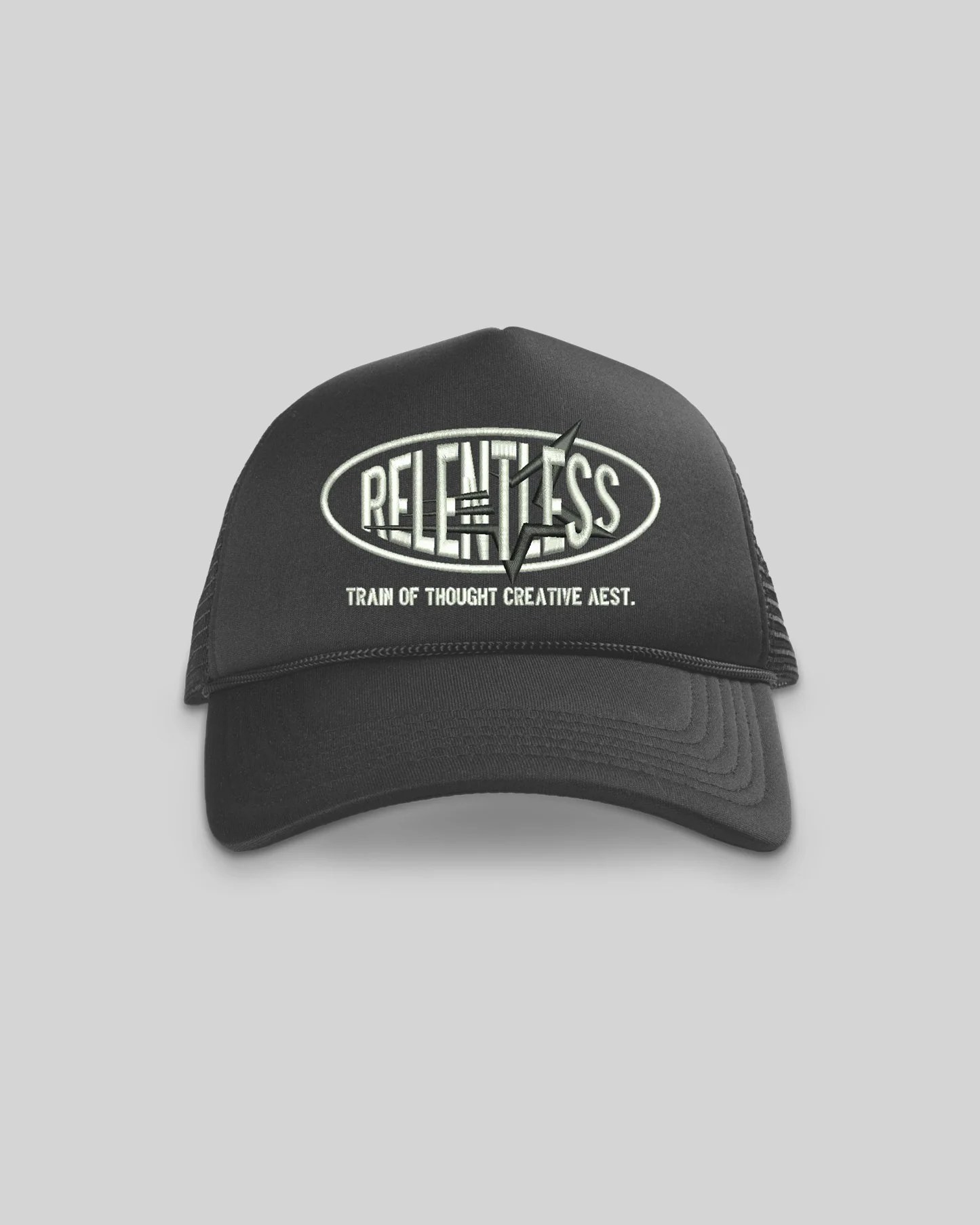 Relentless Grey 5 Panel Trucker Hat