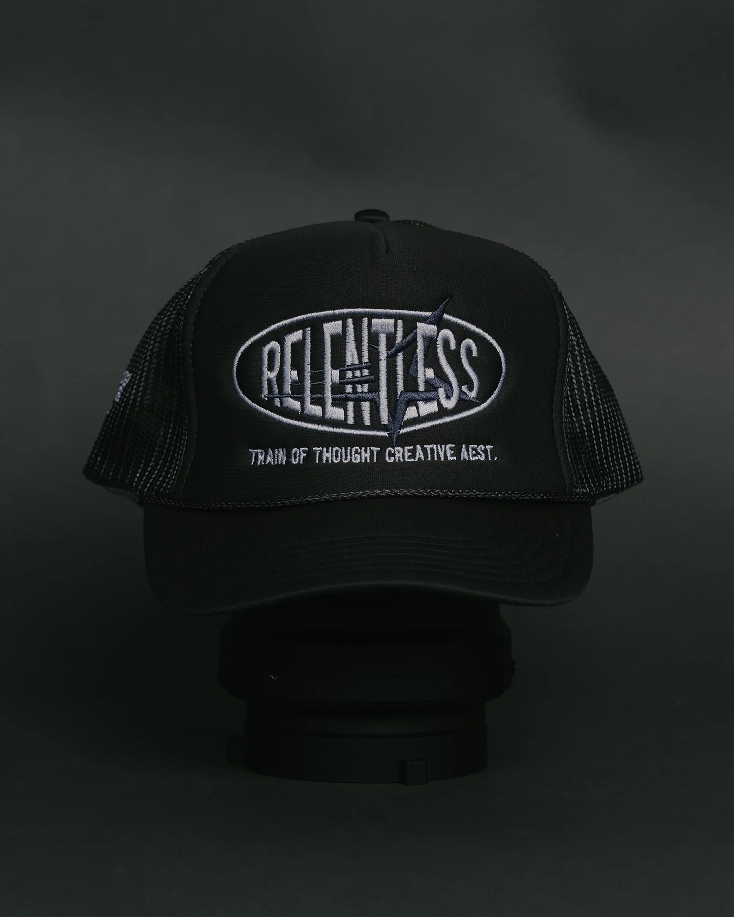 Relentless Grey 5 Panel Trucker Hat - Image 3