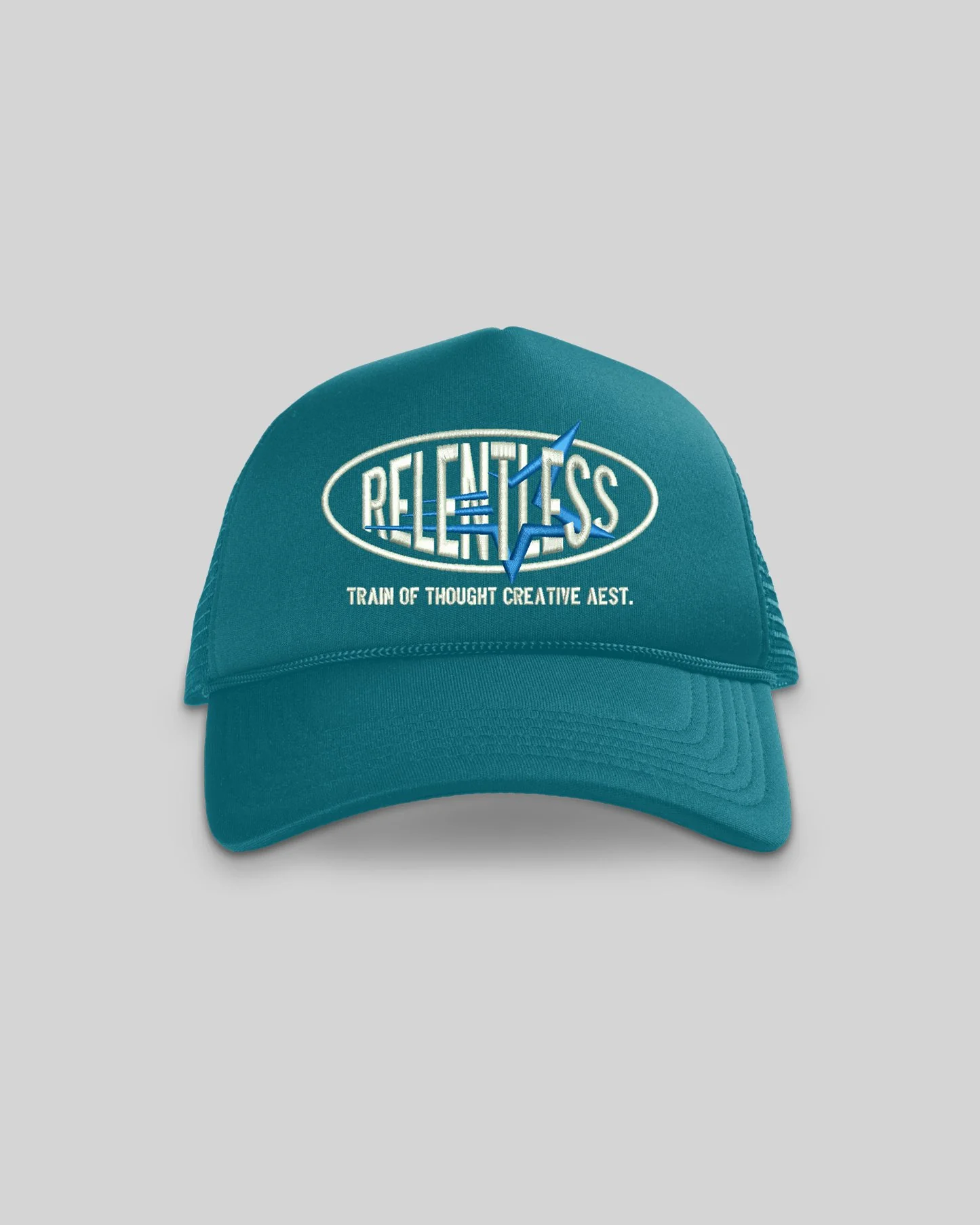 Relentless Turquoise 5 Panel Trucker Hat