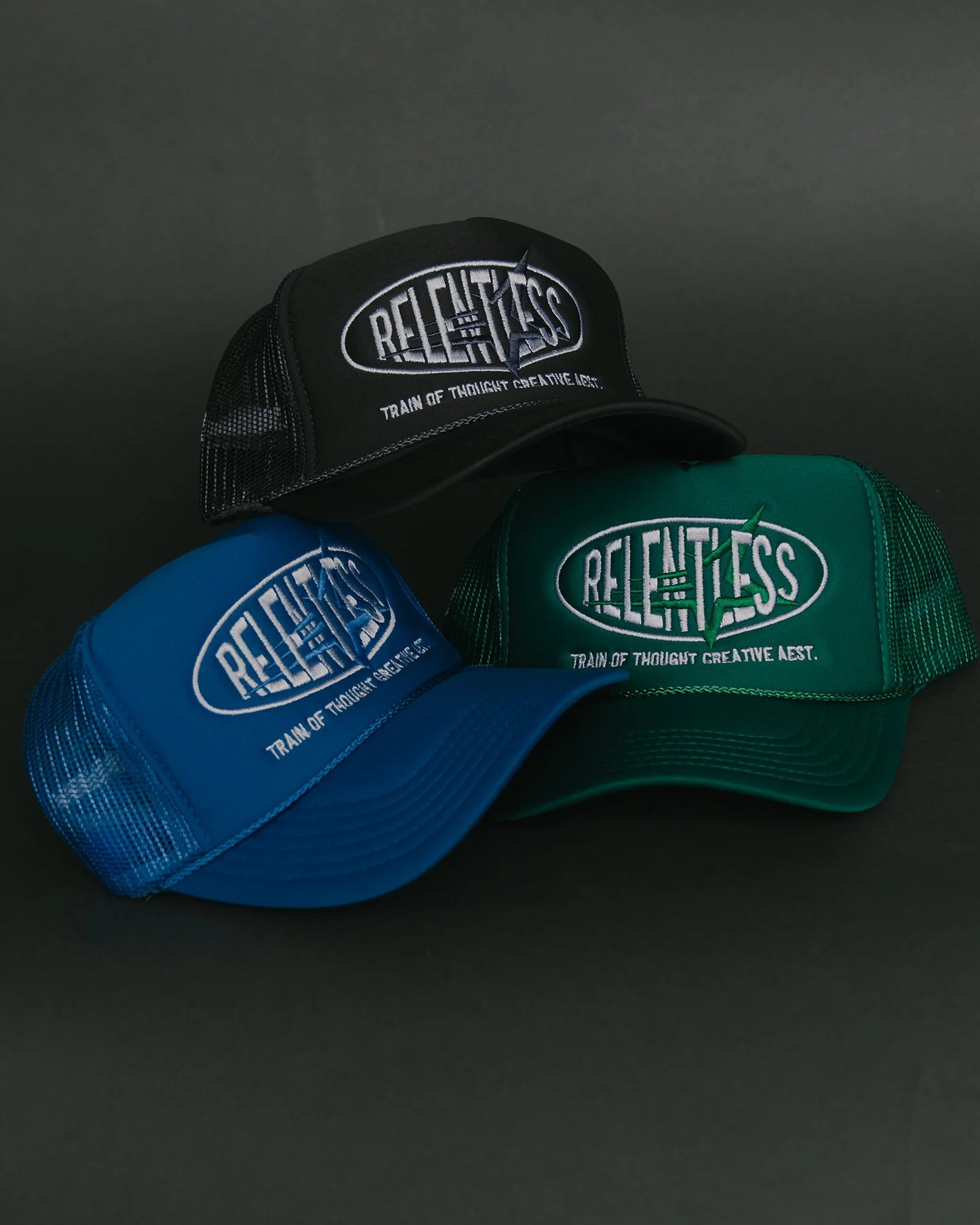 Relentless Turquoise 5 Panel Trucker Hat - Image 3