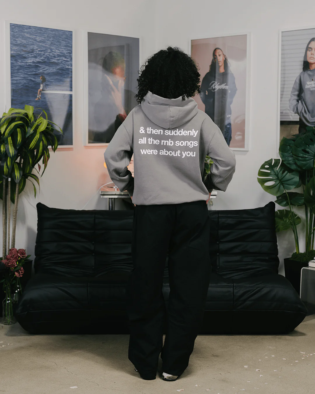 Rnb Songs Relaxed Faded Grey Hoodie - Image 3