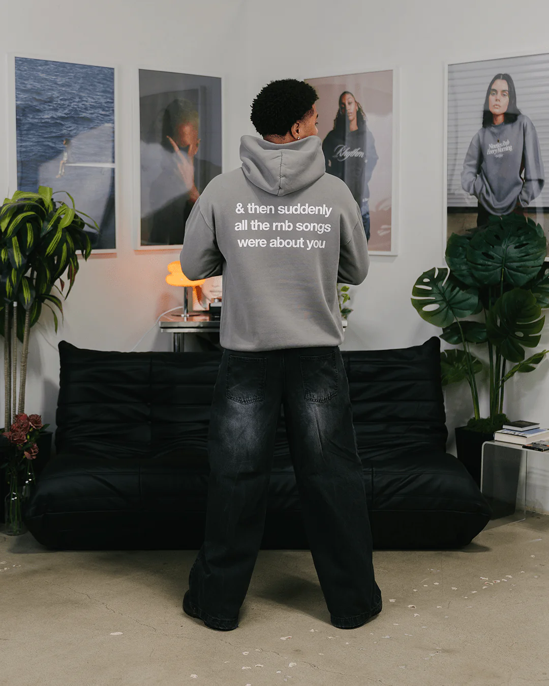 Rnb Songs Relaxed Faded Grey Hoodie - Image 8