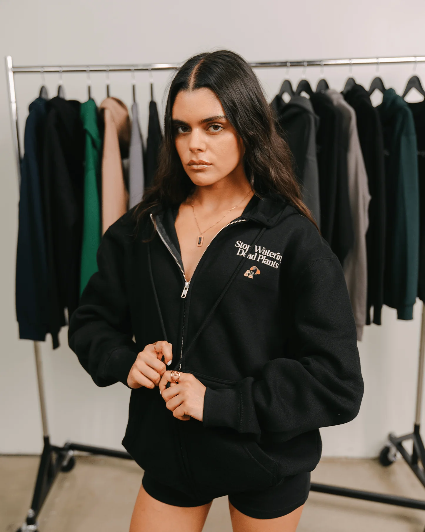 Stop Watering Dead Plants Black Full Zip Hoodie - Image 4