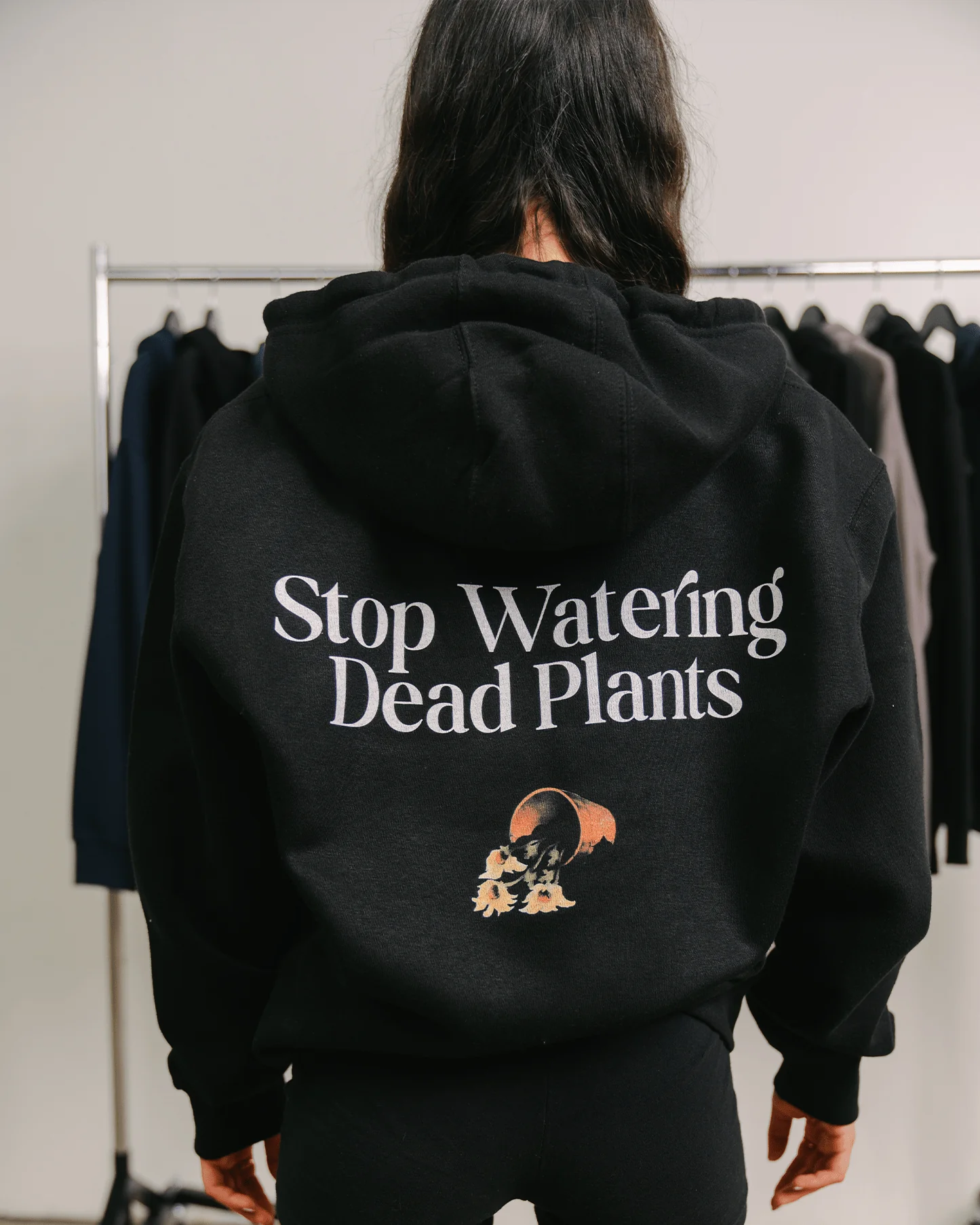 Stop Watering Dead Plants Black Full Zip Hoodie - Image 6