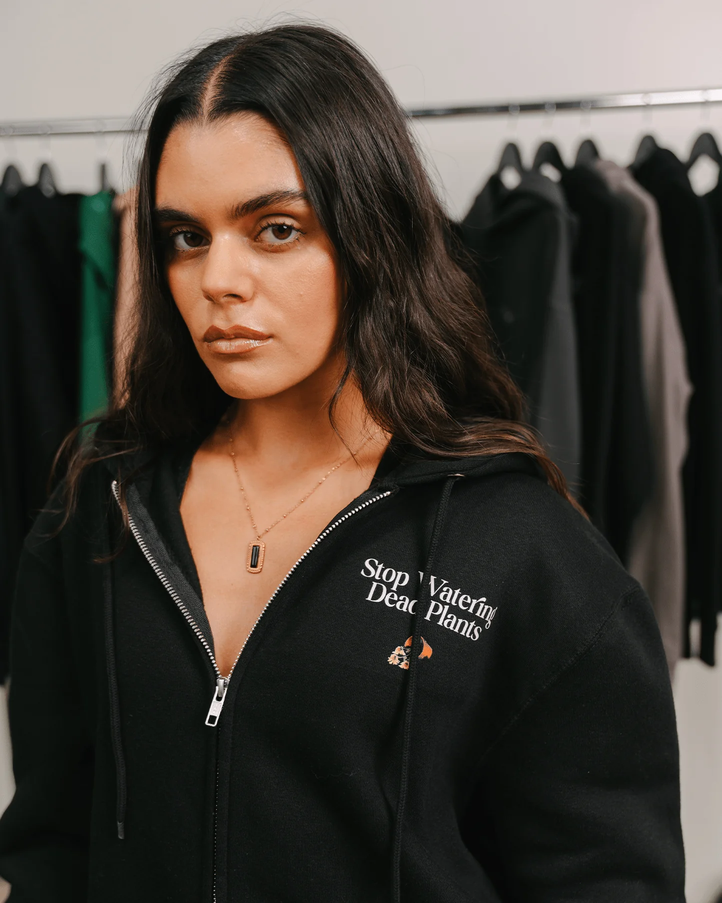 Stop Watering Dead Plants Black Full Zip Hoodie - Image 7