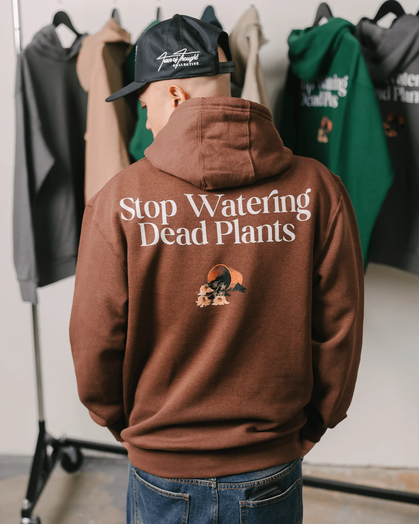 Stop Watering Dead Plants Brown Full Zip Hoodie - Image 6